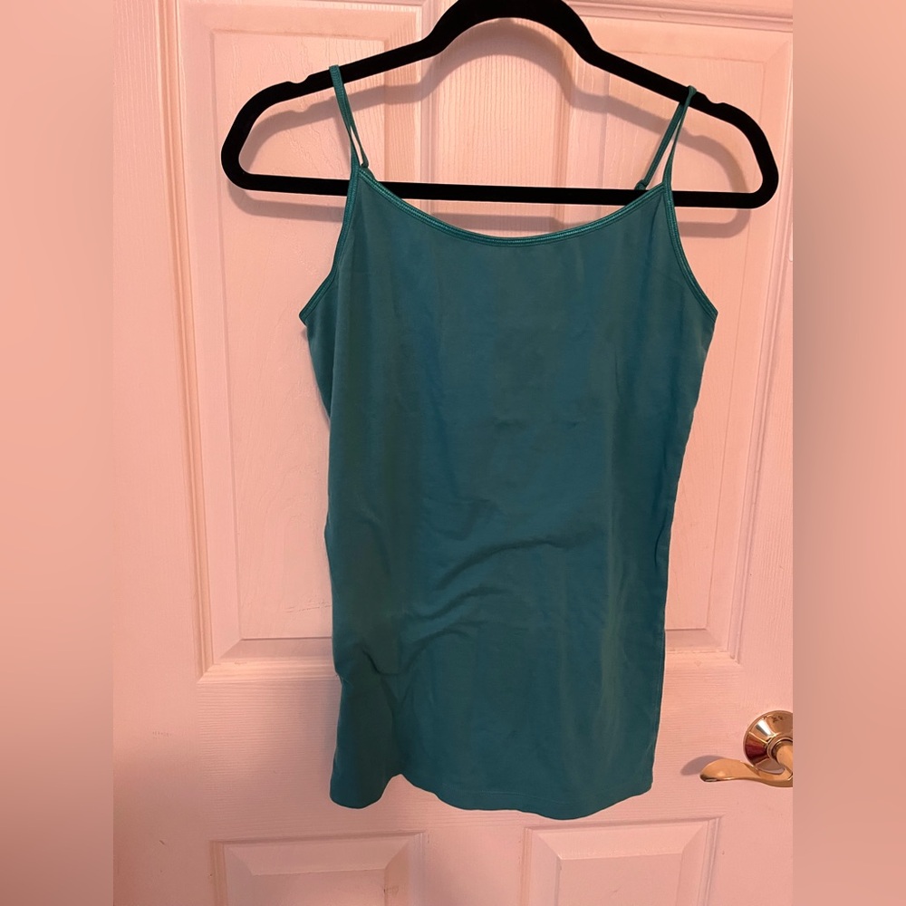 CAbi Green and Blue Fitted Sleeveless Camisole